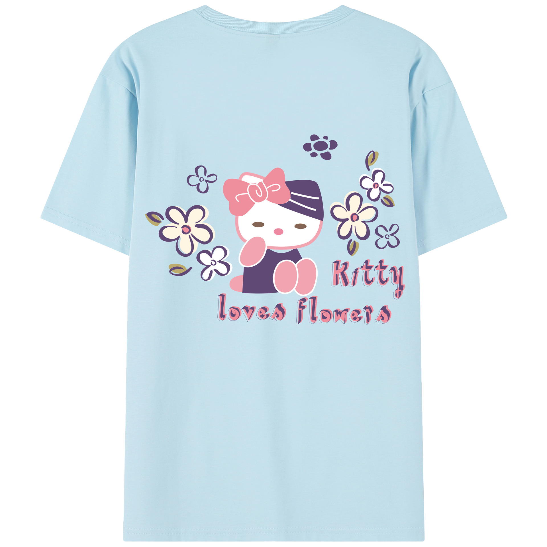 （画像用） Hello Kitty ハローキティ 綿100％半袖Tシャツ（背面プリント）